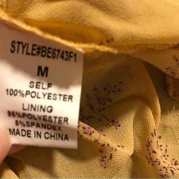 3/$15 Papermoon mustard yellow off shoulder floral print boho top - Picture 6 of 7
